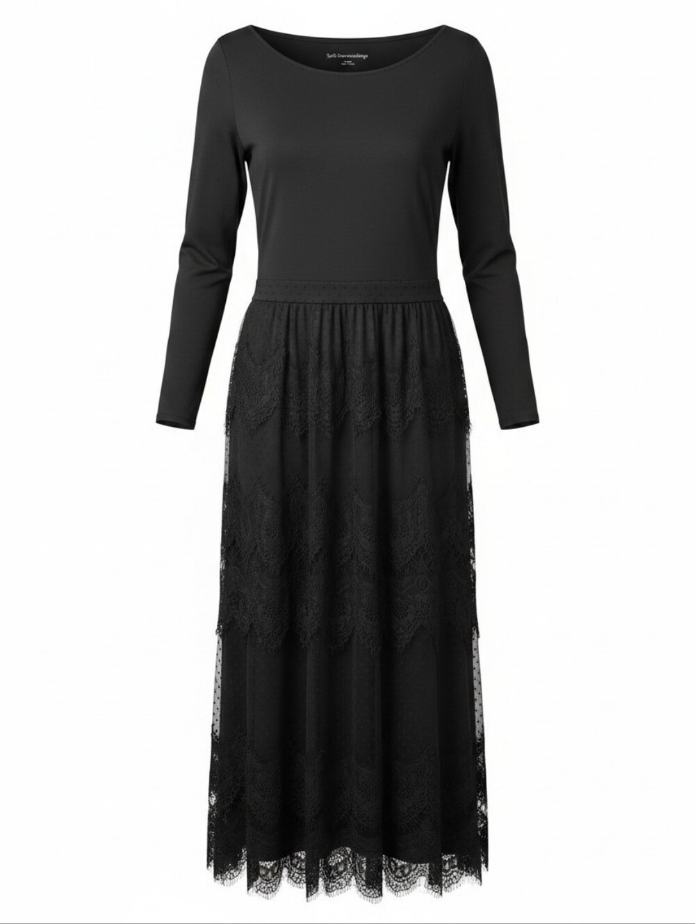 SOFT SURROUNDINGS | Gothic Lace Swiss Dot Maxi Dress Witchy Dark Fairy | XL